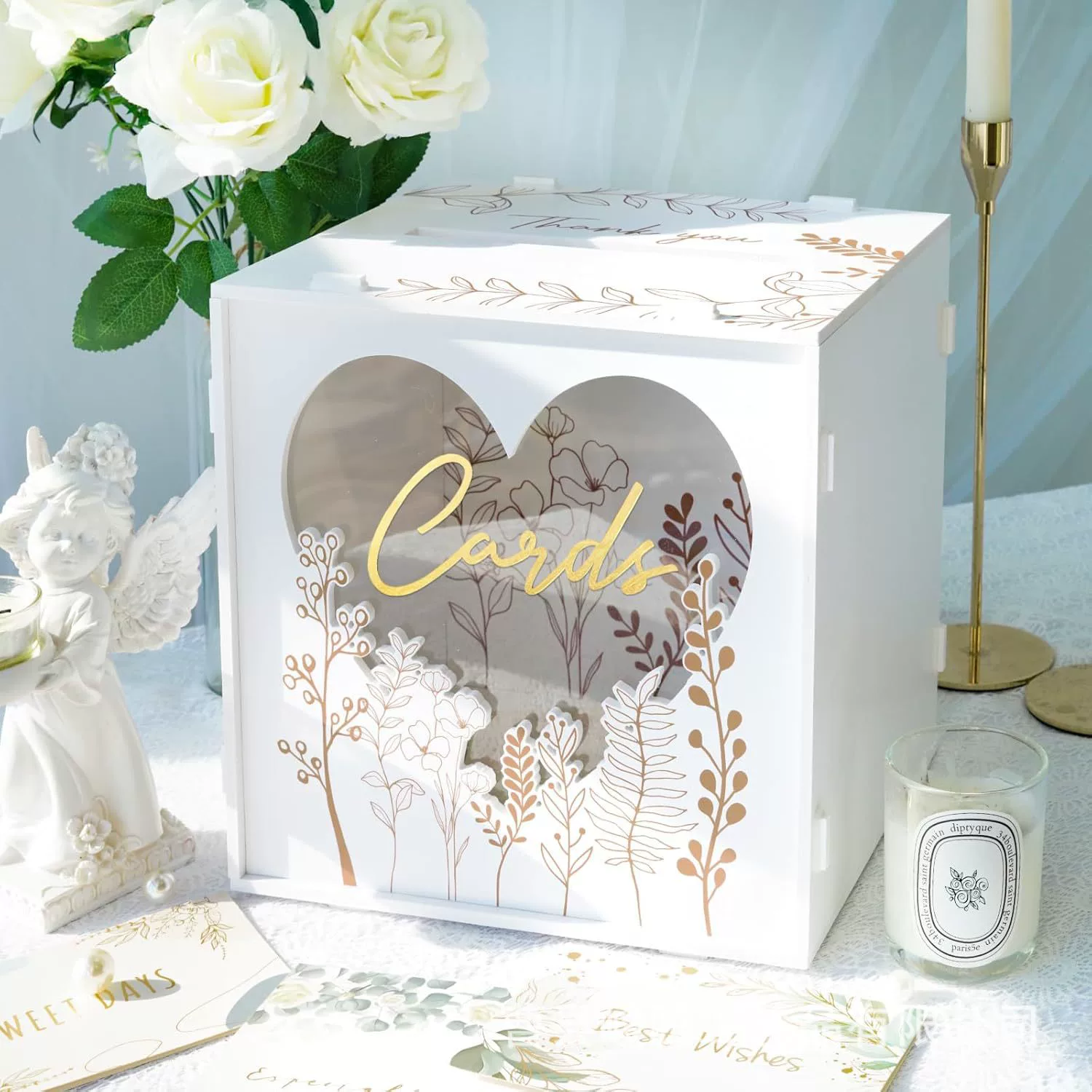 Деревянная коробка для хранения свадебных открыток, DIY, сборная, для трансграничной продажи на Amazon, свадебный бизнес-бокс для визиток, коробка для регистрации