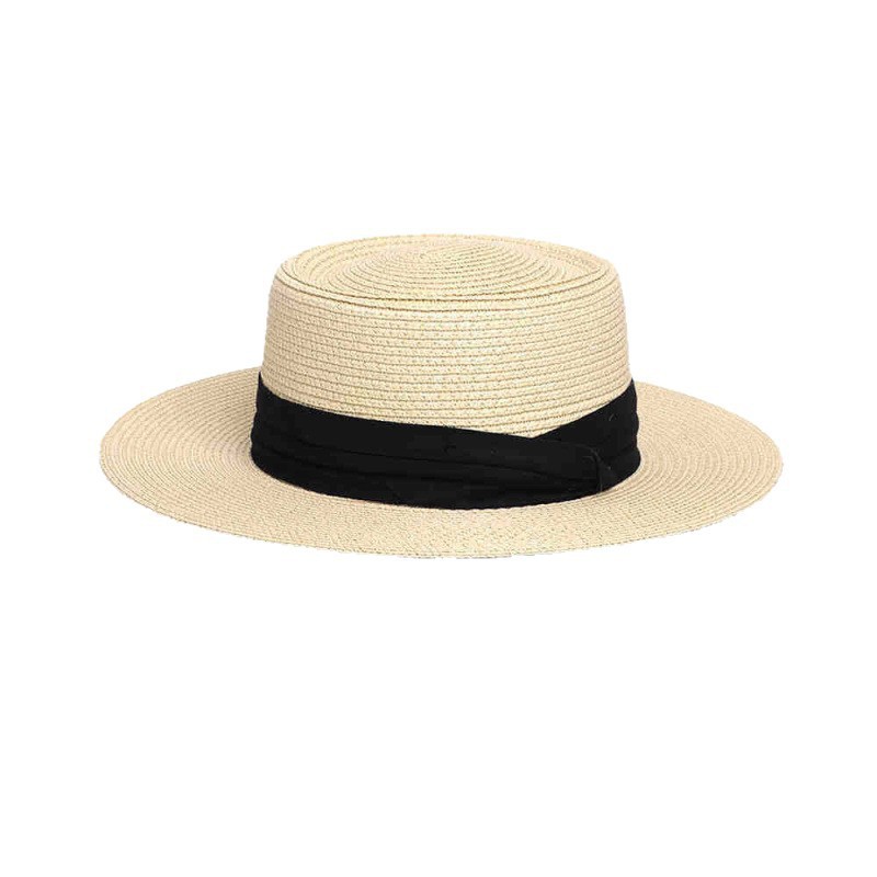 2026 New Style Large Brim French Flat-Top Straw Hat for Women, Summer Beach Sun Hat, Large Size, Sun Protection Hat