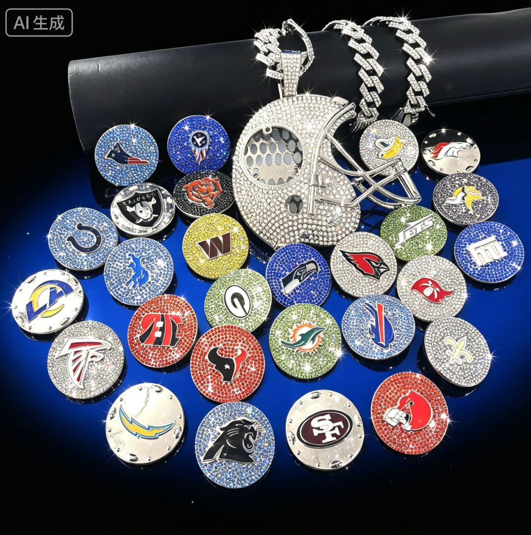 Diamante gorra de rugby colgante collar cubano estilo hip-hop europeo y americano collar exagerado collar punk collar personalizado