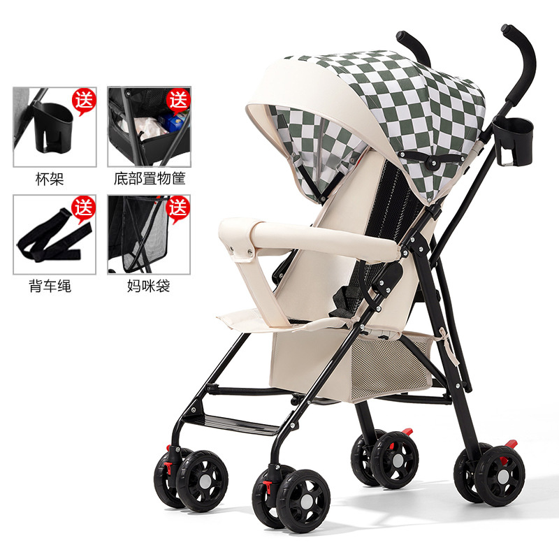 Carrinche de bebé ligero y plegable simple para sentarse y acostarse, viaje de verano para niños pequeños, carro de mano para niños pequeños