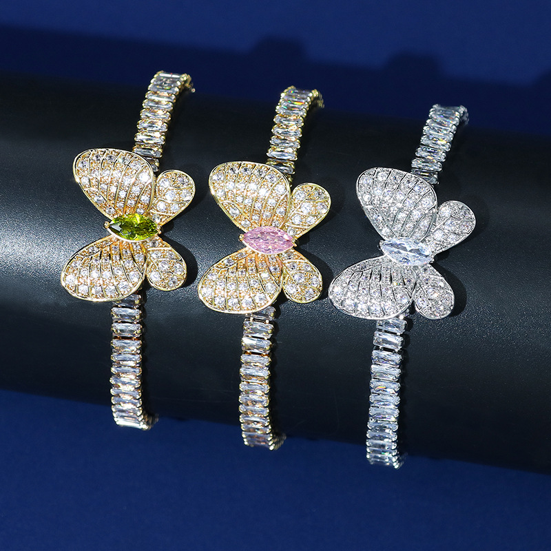 Le Cuivre Plaqué Or 18K Style Simple Style Classique Papillon Incruster Zircon Bracelets display picture 1