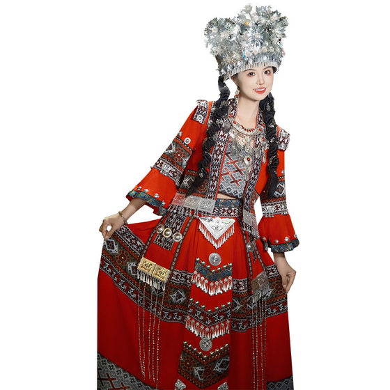 New Miao Clothing Women's Suit Adult Ethnic Minority Costumes Yunnan Qianqian Miao Village Travel Photography Dance Performance Costumes