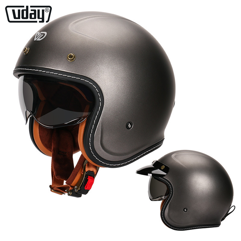 Motorcycle Helmet | Motuoche Motosiklet kaskı (dəbilqə) - va-1-gloss-metal-gray-gift-visor-brim-black-goggles-mask-scarf-m-53-54cm