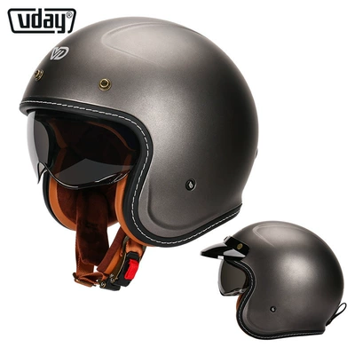 Motorcycle Helmet for Men and – Motosiklet kaskı (dəbilqə) - va-1-bright-metallic-gray-comes-with-lenses-brim-black-goggles-mask-face-towel-m-head-circumference-53-54cm