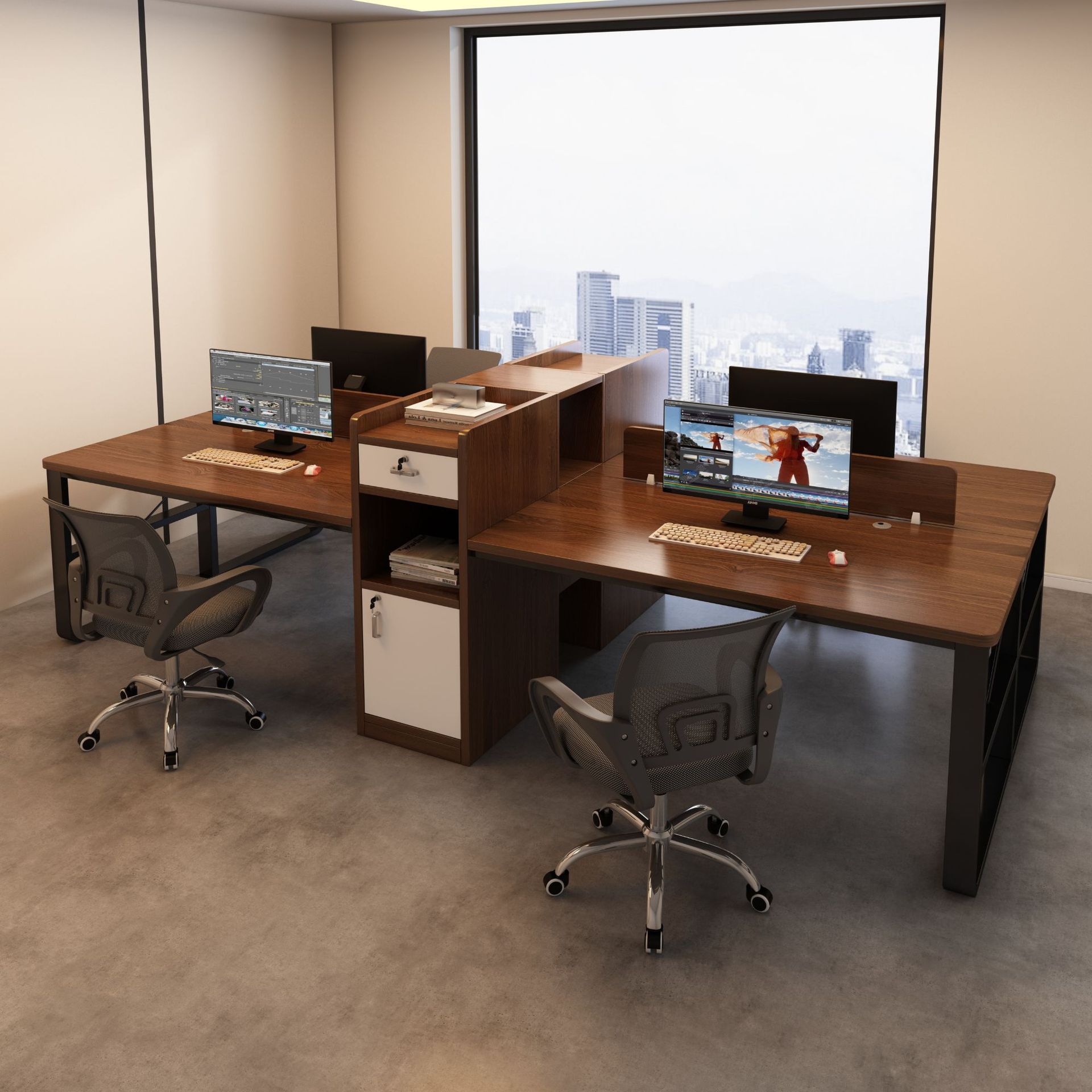 Mesa de personal simple muebles de oficina modernos estación de personal mesa de trabajo doble mesa de cuatro sillas combinación