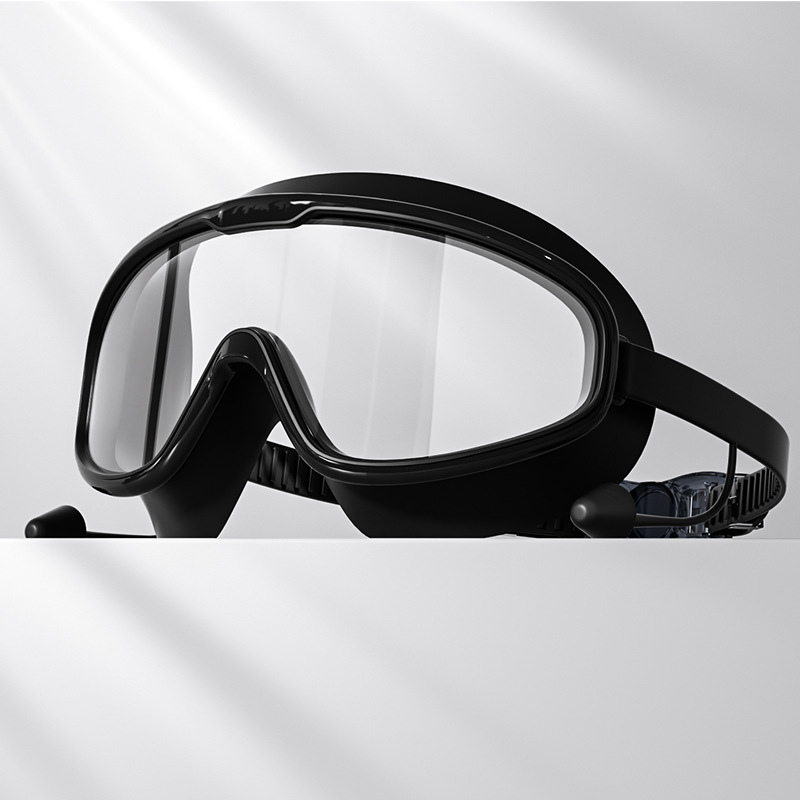 Set de Gafas y Gorro de Natación de Marco Grande PC y Silicona Antivaho e Impermeable para Adultos