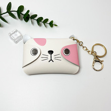 可爱猫狗创意拼接卡包小包零钱包耳机包挂件彩盒装动物头折叠小包