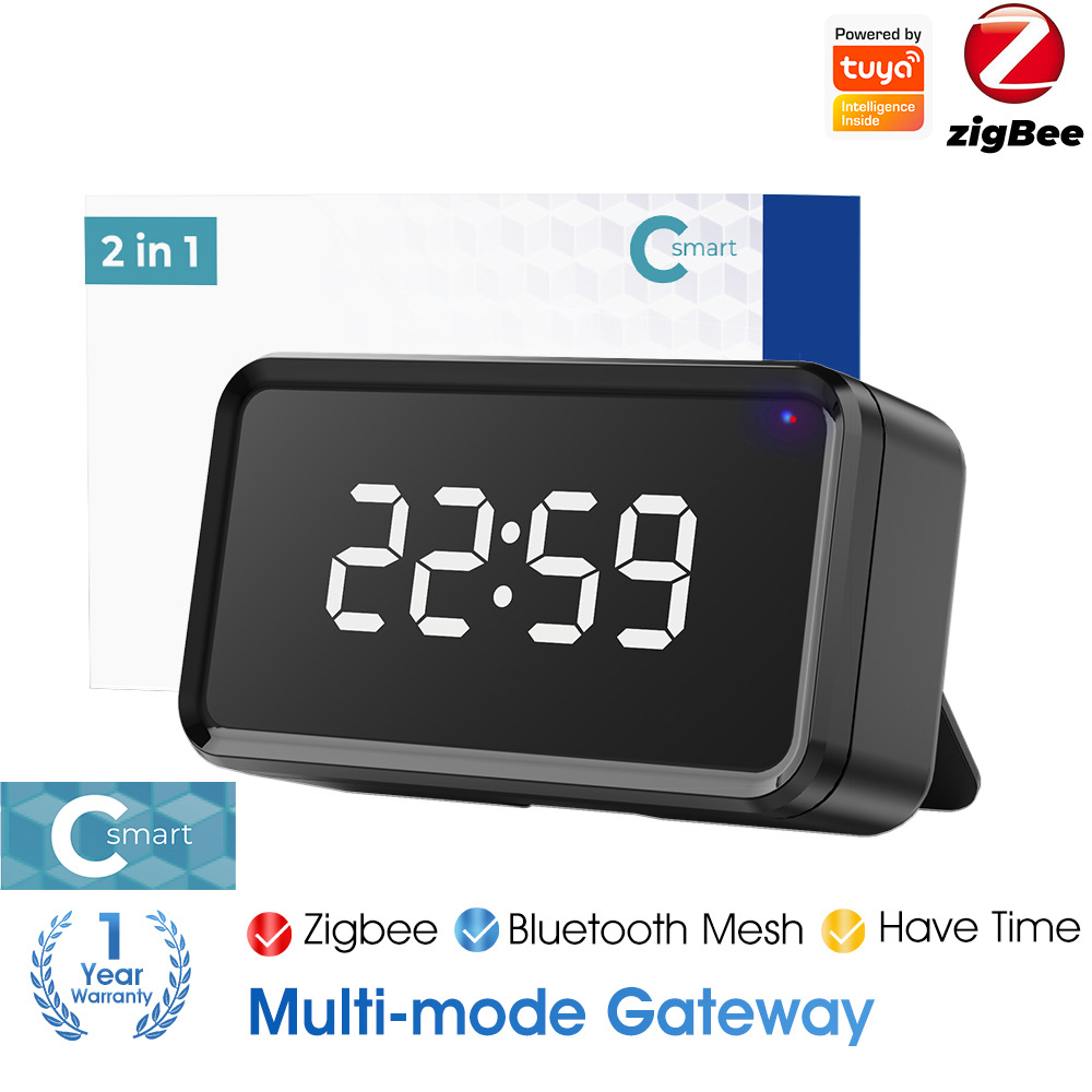 Modo dual ZIGBEE Bluetooth-con puerta de enlace inalámbrico de tiempo negro