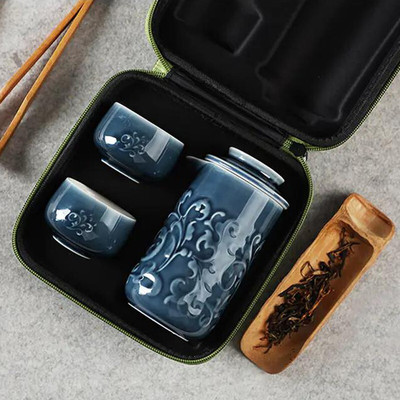 Qiantangxuan Live porcelain Portable tea set Bustling Saatchi Tea makers business affairs tea set Gift box suit customer Readily