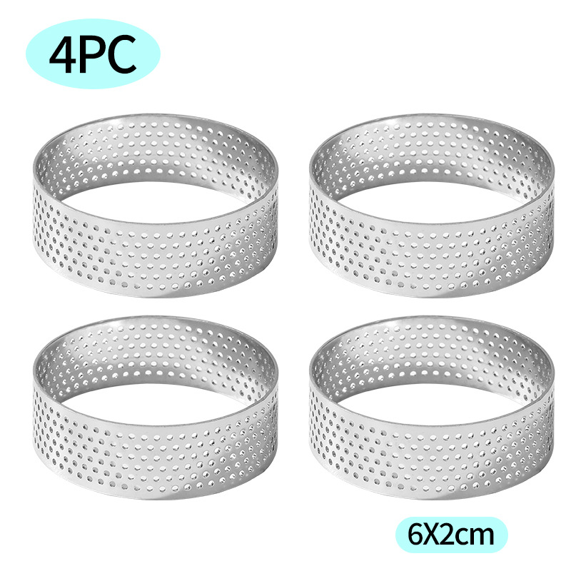 Stainless steel round holed French mousse cheese tart ring…