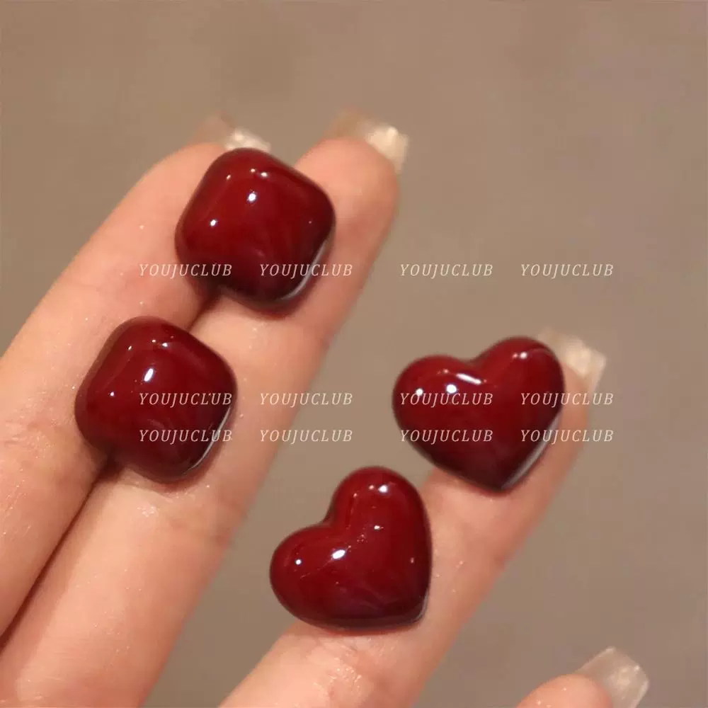 复古安可拉红色耳钉气质轻奢高级耳夹无耳洞女2024年新款爆款耳饰