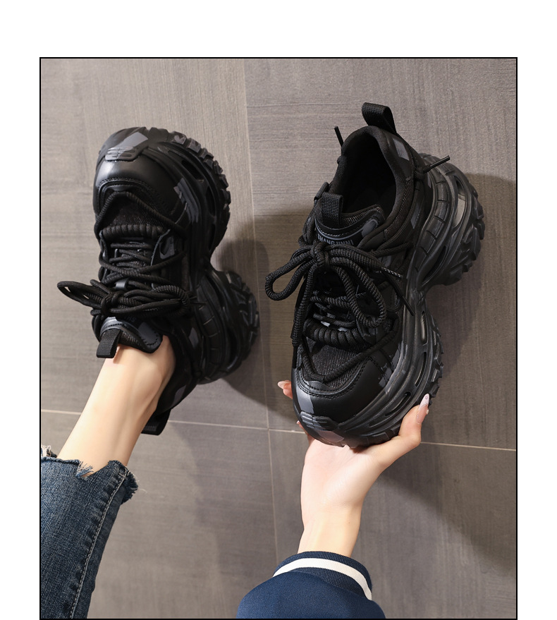 Giày sneaker nữ đế dày tăng chiều cao kiểu platform — màu đen chi tiết 14