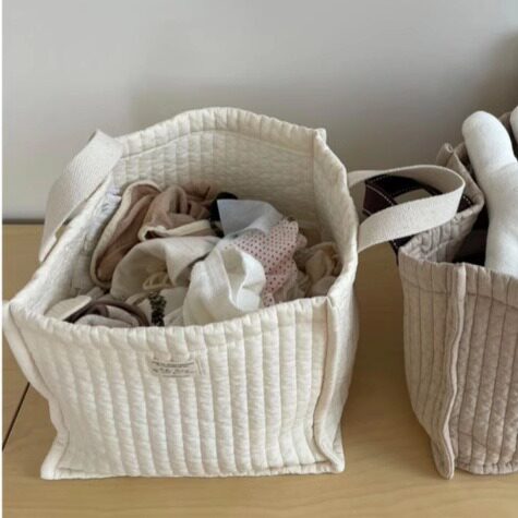Nordic Ins Style Baby Bedside Storage Hanging Bag Baby Bottle Diaper Finishing Hanging Bag Cart Hanging Basket Handbag