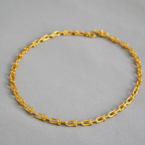 INS Blogger's Style European and American Niche Gold-Tone U-Shaped Clasp Brass Plated 18K Gold Cool Style Thick Chain Necklace