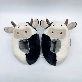 热销新款 cow slippers 可爱网红奶牛毛绒家居拖鞋毛毛鞋