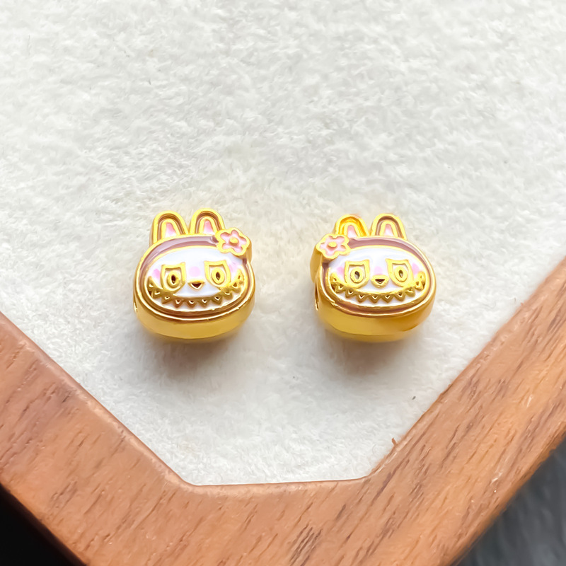 色保持ゴールデン diy 漫画かわいいラブブブブレスレットネックレスラブブブスペーサービーズ手作りロープ材料卸売|undefined