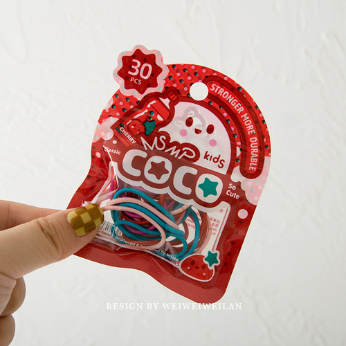 30 pieces of children's high-elastic candy-colored finger hair rings, simple and not harmful to hair, coco series super hot-selling hair accessories
