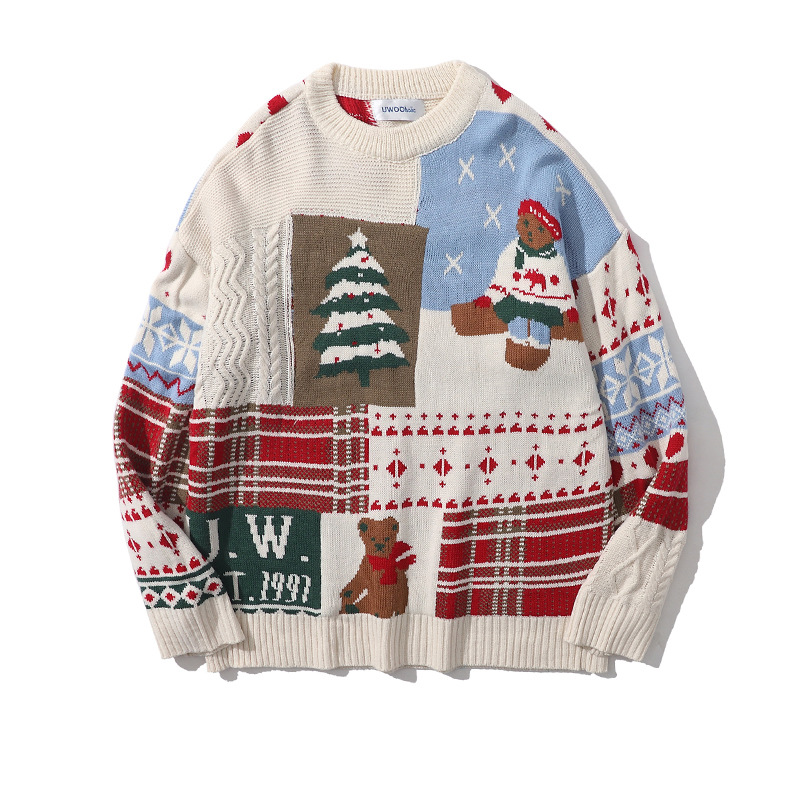 Suéter de Punto Jacquard para Hombre de Poliéster Térmico para Navidad