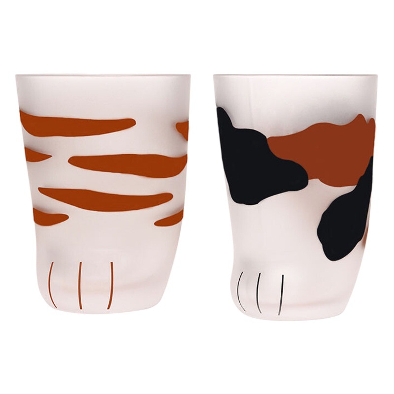Pareja de celebridades en línea taza de garra de gato tiktok misma flor de cristal taza de té taza de jugo taza de leche taza de pie de gato esmerilado japonés