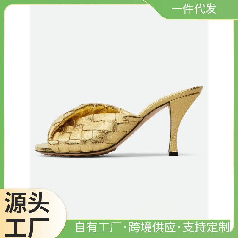 Summer new European and American style high heel sandals women's ultra-fiber material Joker slim cross-border explosions wholesale 7