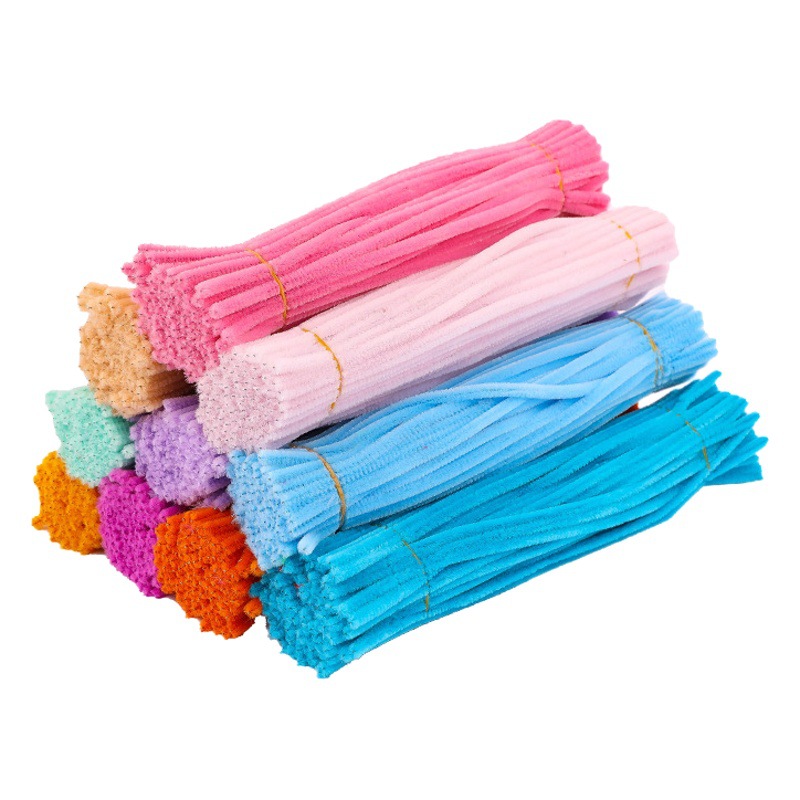 Macaron color Twisted stick DIY paquete de material al por mayor simulación tira de lana de peluche palo plegable Twisted stick material bouquet