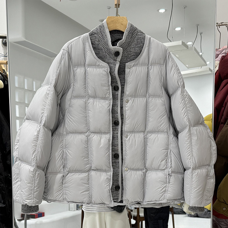 韩系慵懒风撞色假两件棉服女2025冬季立领百搭时尚保暖显瘦棉衣潮