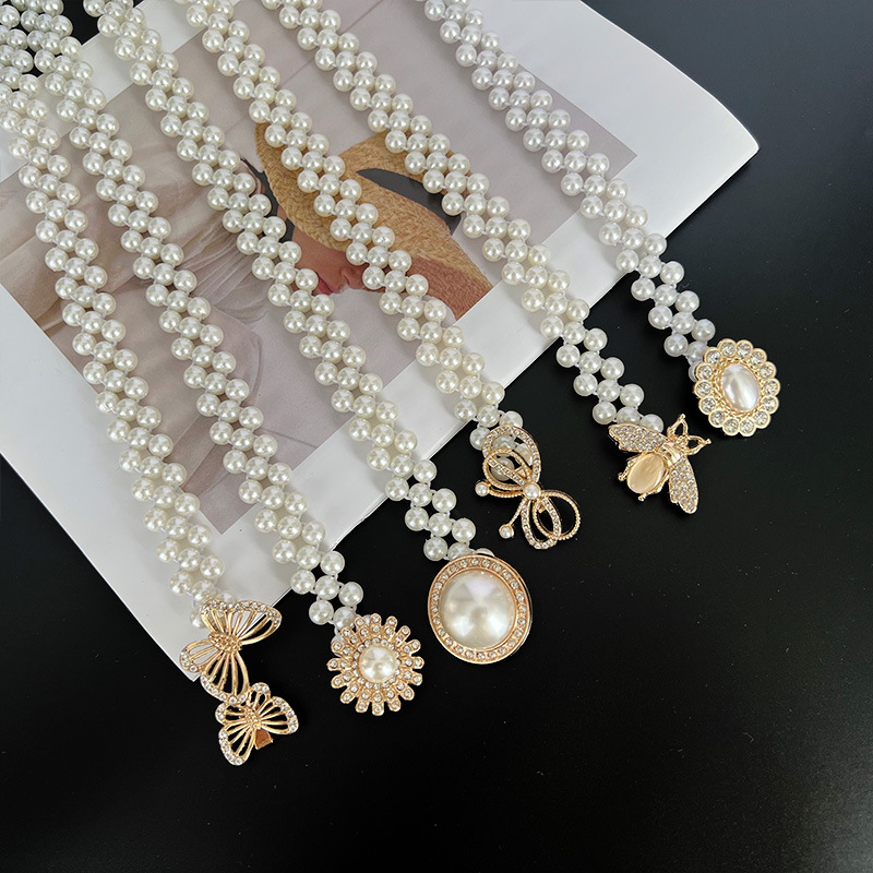 Fashion Bee Butterfly Alloy Beaded Inlay Artificial Diamond Pearl Womenu0027S Waist Chain 1 Piece