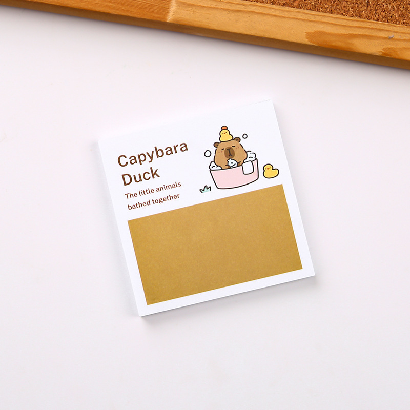 Cuaderno de notas Capibara se puede desgarrar y no adherente con notas de papel de notas de dibujos animados de alto valor para estudiantes.