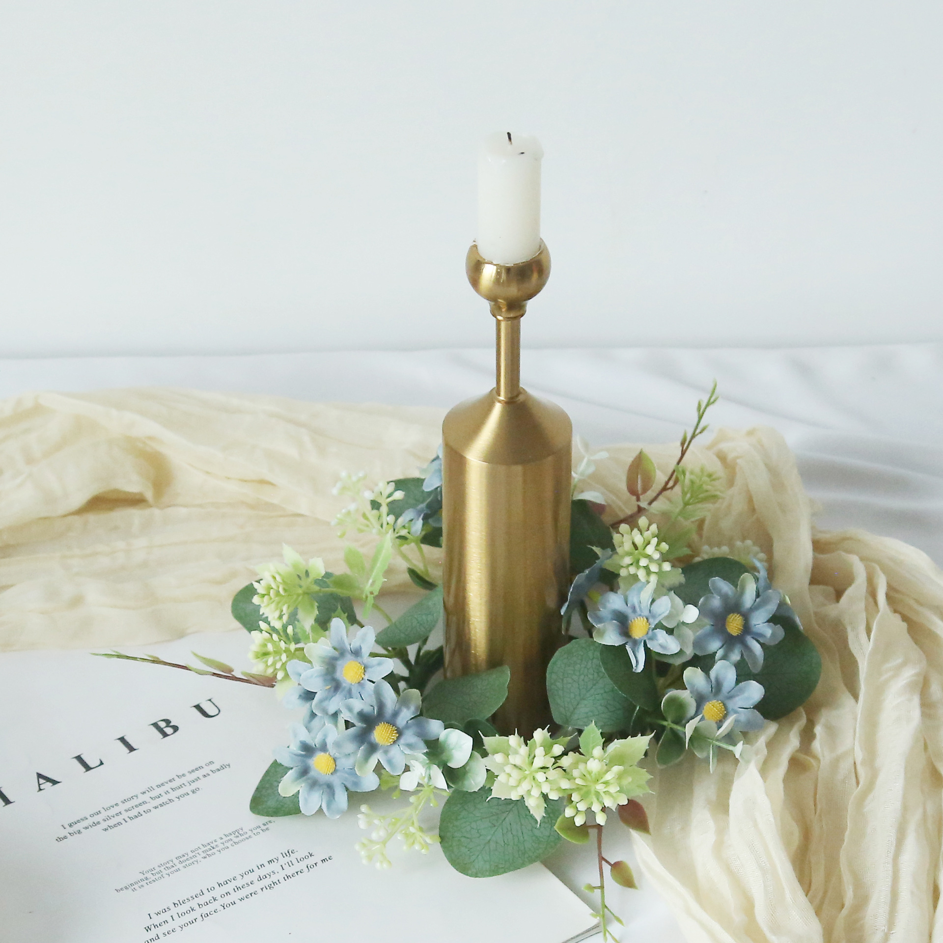 Selección estricta de estilo europeo simulación de guirlandas de cerillas de mesa atmósfera de alto nivel guirlandas de velas decoración de flores de fiesta