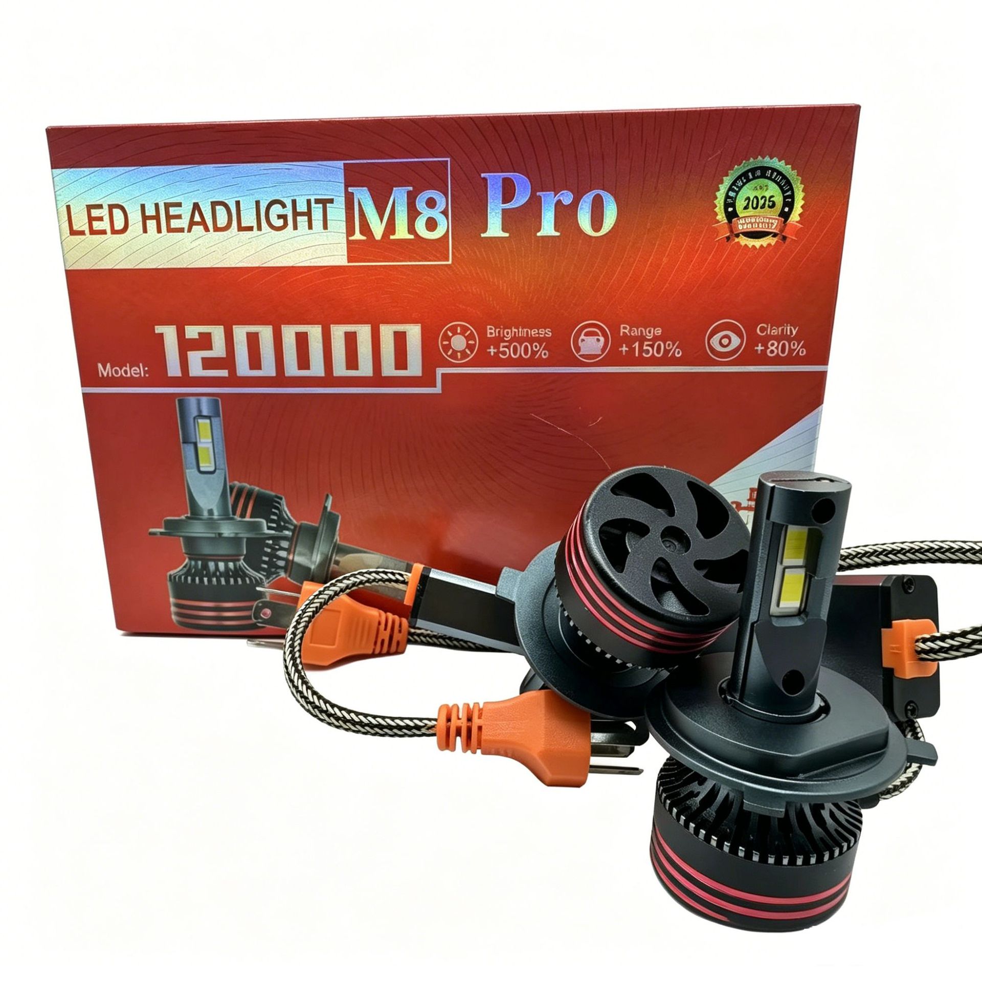 Cross-Border M8Pro Car Led Headlights High-Power Integrated High and Low Beam Bulbs Modified H4 H11 H7 Front Lights