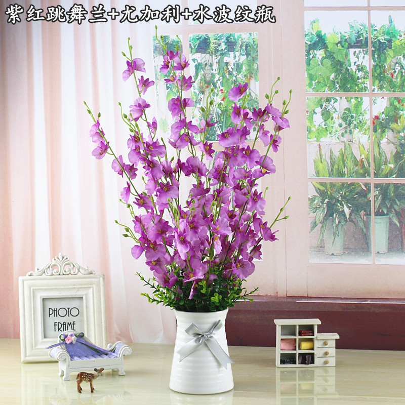 Purple red dancing orchid ceramic water ripple line set