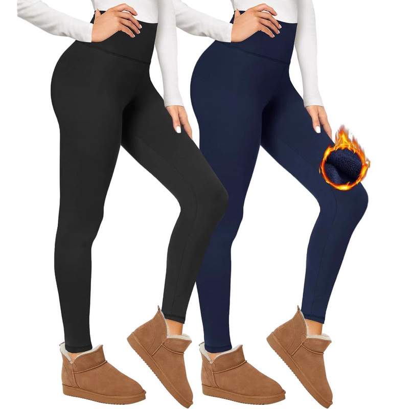 fleece-lined Leggings Women's High Waist Winter Yoga Pants Belly Soft Warm Suitable for Hiking