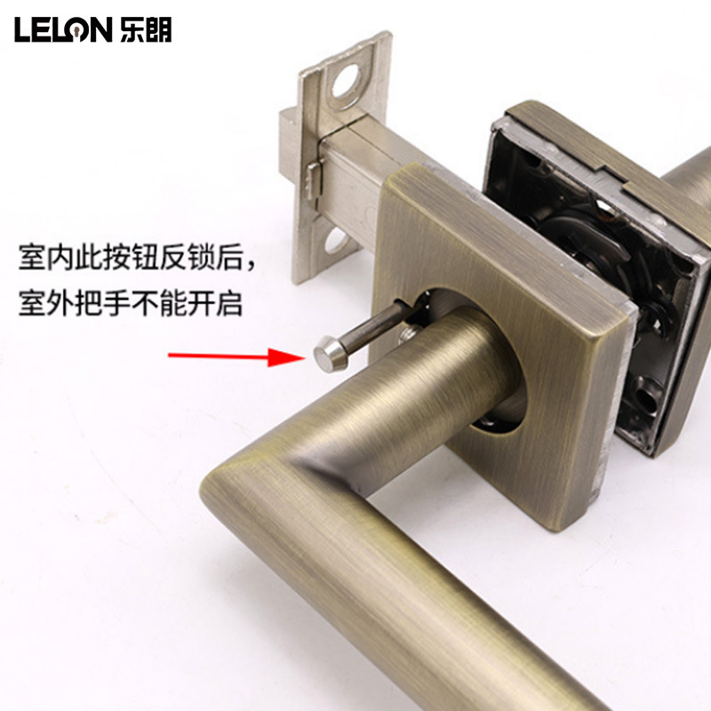 Acero inoxidable transfronterizo 304 cerradura de puerta americana cerradura cuadrada cerradura de mano de baño sin llave cerradura de puerta de lengua única cerradura de canal