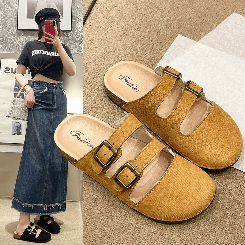 Туфли Birkenstock 2025 четыре сезона новый высотный плоский дно Birkenstock носок внешний вид удобные тапочки пробка носок обувь оптом