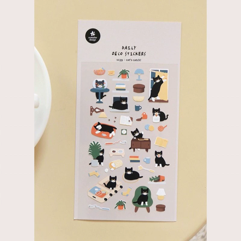 Кросс-бордер корейский су Atelier милый 1139 черный непонятный кот и кот stickers decorative handbook