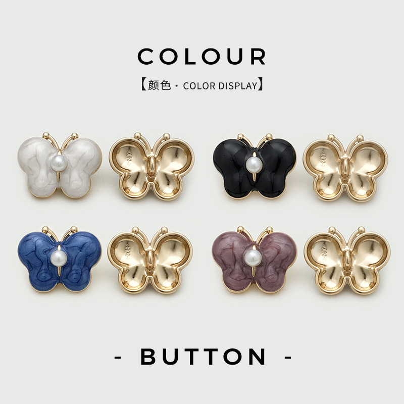 30mm Oil-Dyed Metal Bow Pearl Buttons for Fur Coats, Sweaters, and Suit Irregular-Shaped Button Accessories