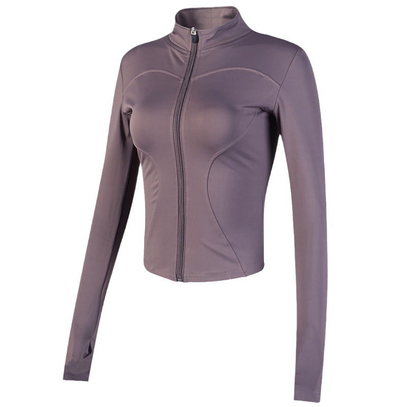 Fitted jacket for gym, quick dry long-sleeve, yoga clothing for training, set, for running