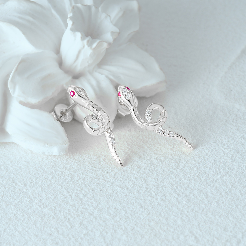 Daily, Date Occasion 1 Pair 925 Sterling Silver Snake Ear Studs