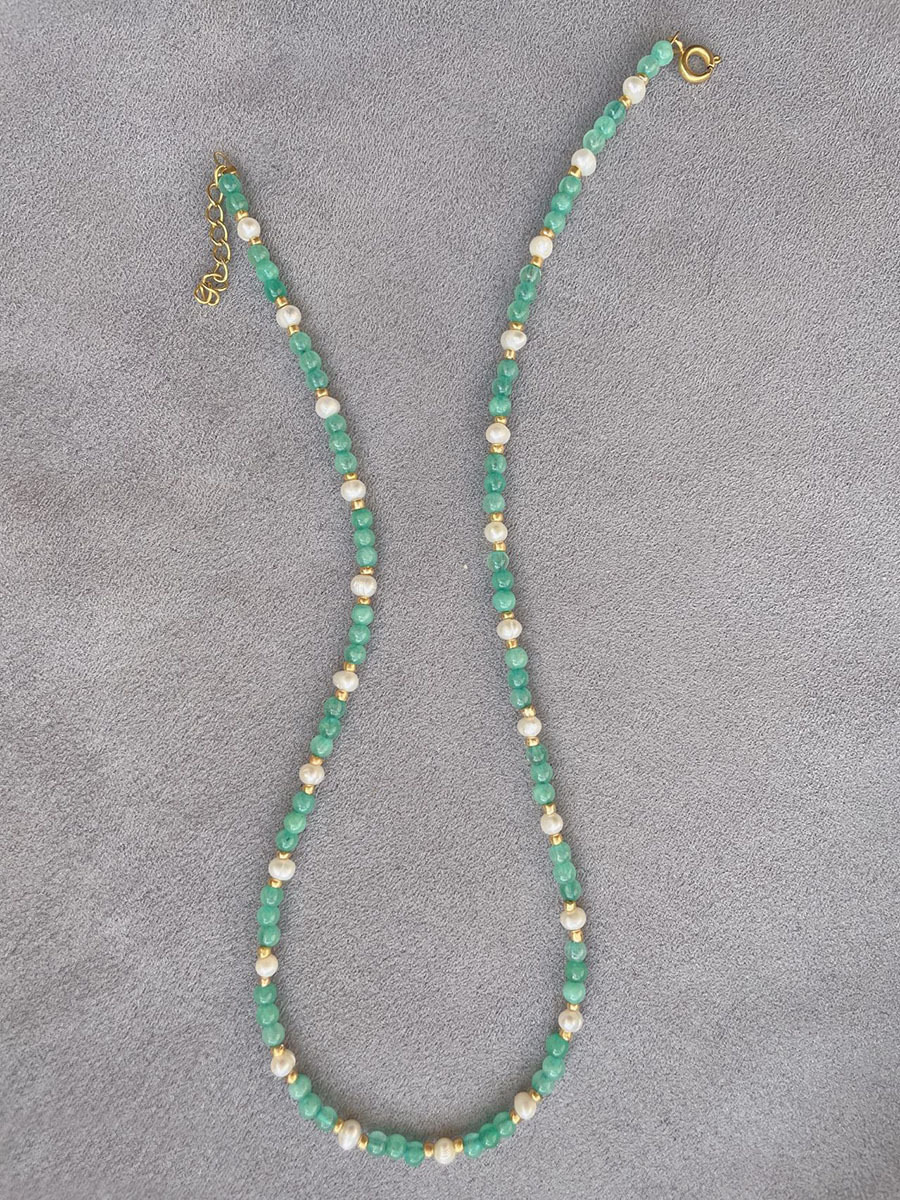 25g Weight Beads Pendant Material Necklace Classification Titanium Steel Chain Material 1 Piece Quantity Holiday, Daily Occasion Beaded, natural stone, Titanium Steel Material Geometric Pattern Women's Gender Beaded Design Simple Style Style Simple Style Geometric Beaded Natural Stone Titanium Steel Necklace In Bulk 48