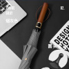 Wooden handle gold rubber sunscreen 8 bone straight pole men's business umbrella double anti -wind golf gift umbrella logo