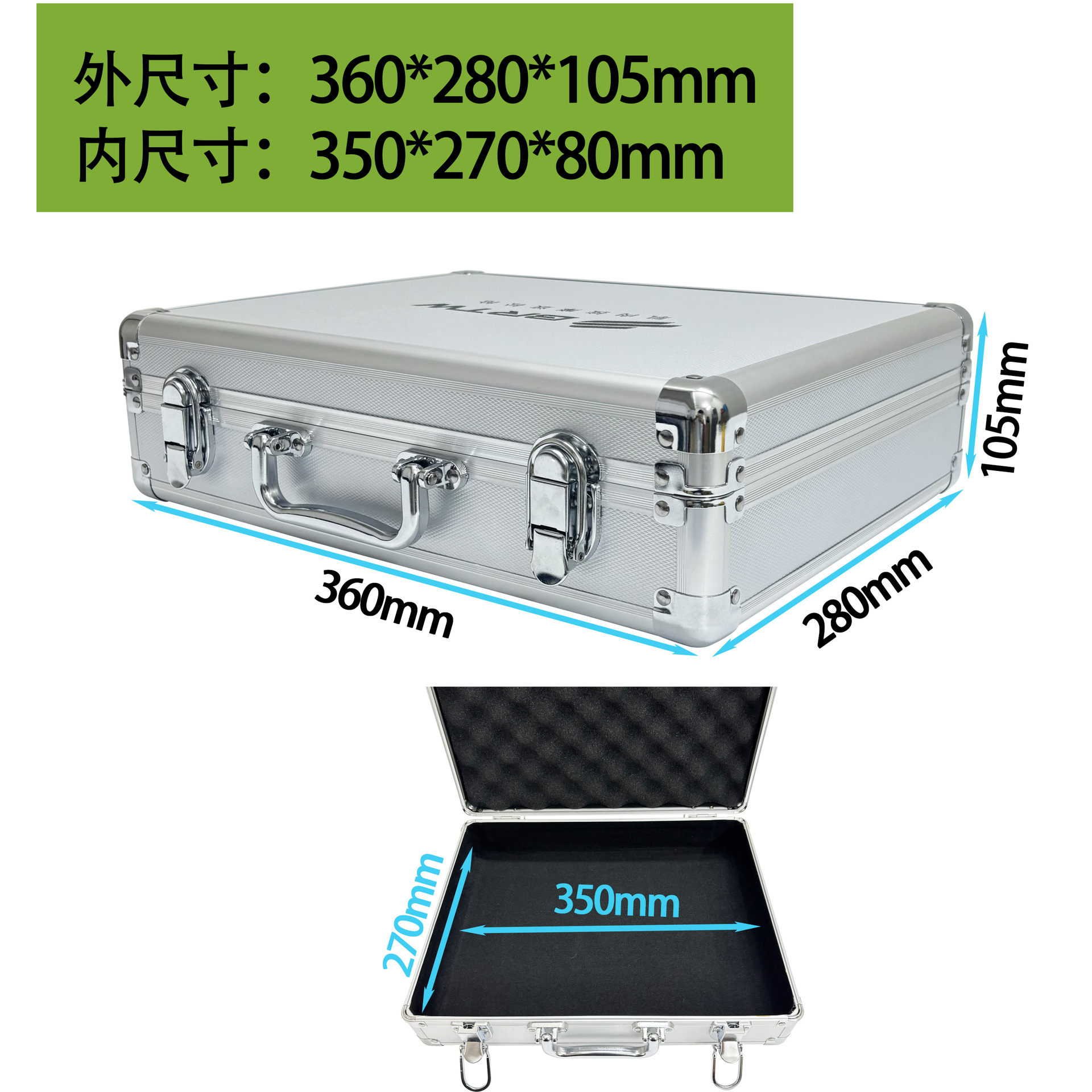 Caja de aleación de aluminio de la fábrica de origen, equipo de gran capacidad de plata portátil, caja de almacenamiento de herramientas, venta al por menor