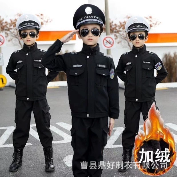 Детская одежда, одежда для спецназа для мальчиков, бархатный костюм полицейского, зимняя полицейская одежда для девочек, одежда для выступлений в детском саду