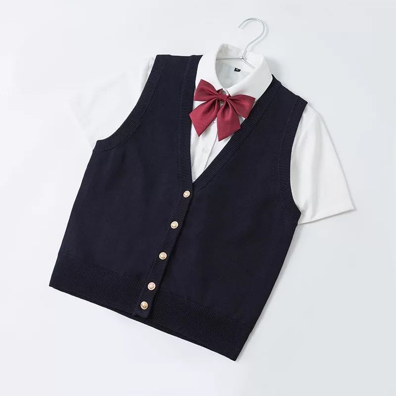 Estilo preppy punto JK cardigan Chaleco de las mujeres de primavera y verano desgaste exterior 2024 Nuevo estilo coreano pequeño chaleco