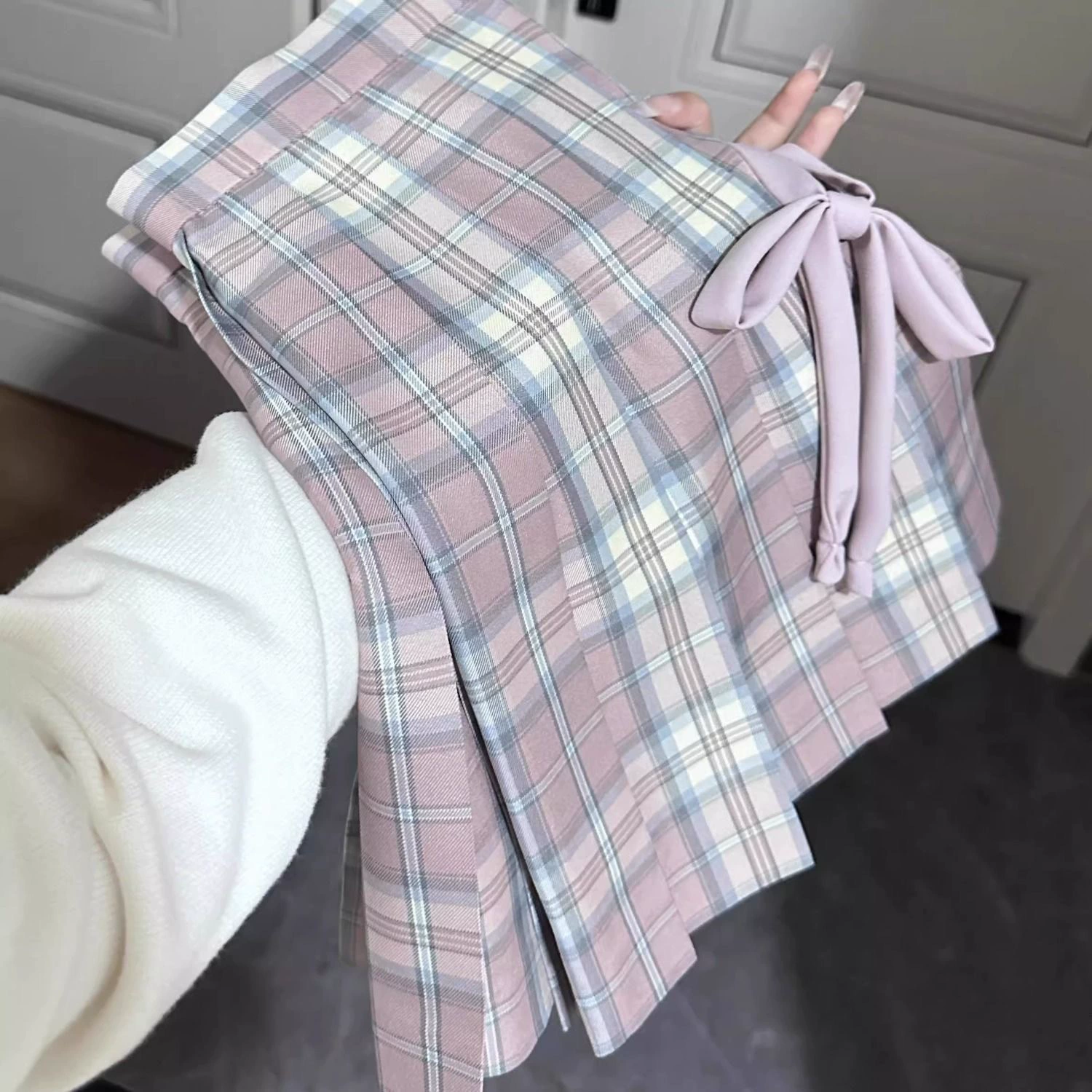 Плиссированная юбка (Sakura Nai Harushi) 39 см, клетка, короткая JK, бант опционально, XS–XXL
