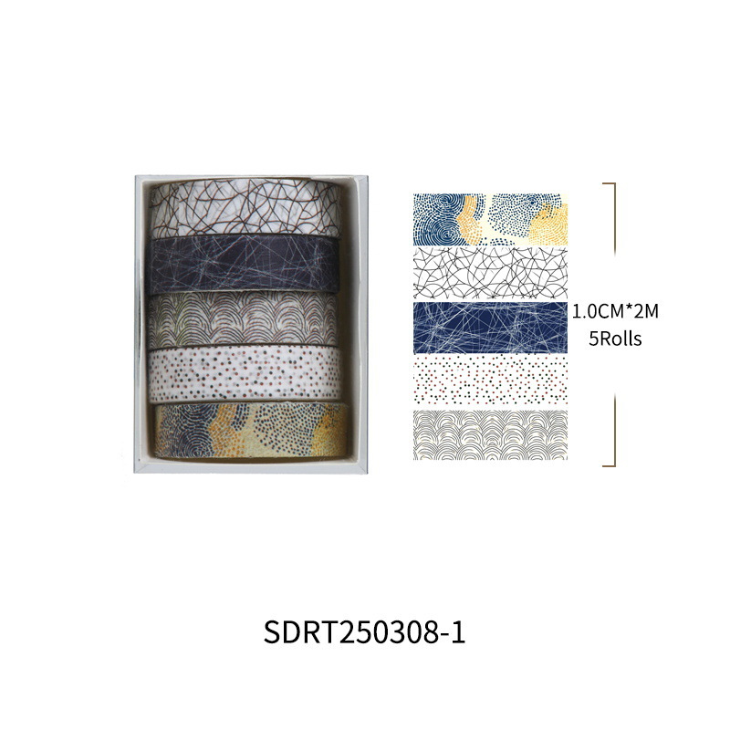 Набор крафт-ленты из бумаги SDRT250308plain с рисунком Hepattern (кросс‑бордер)