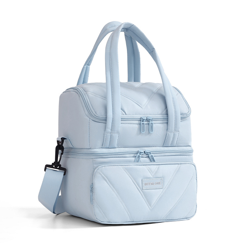 Nueva caja de picnic de doble capa bolsa de aislamiento térmico al aire libre entre la nube de doble capa de hielo bolsa de aislamiento térmico bolsa de almuerzo bolsa de mano