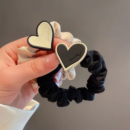 Korean version of love letter satin hair rope for girls to wear ball head fabric pleated small intestine circle without hurting the hair rope hair accessories