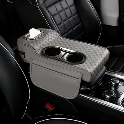 Holder Storage Box Tissue Box – Armrest box pad - high-and-low-water-cup-models-embossed-high-grade-gray