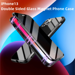 アップルの13万磁王の覗き見防止携帯ケースiPhone13Promax両面ガラス金属フレームカバーを適用します。