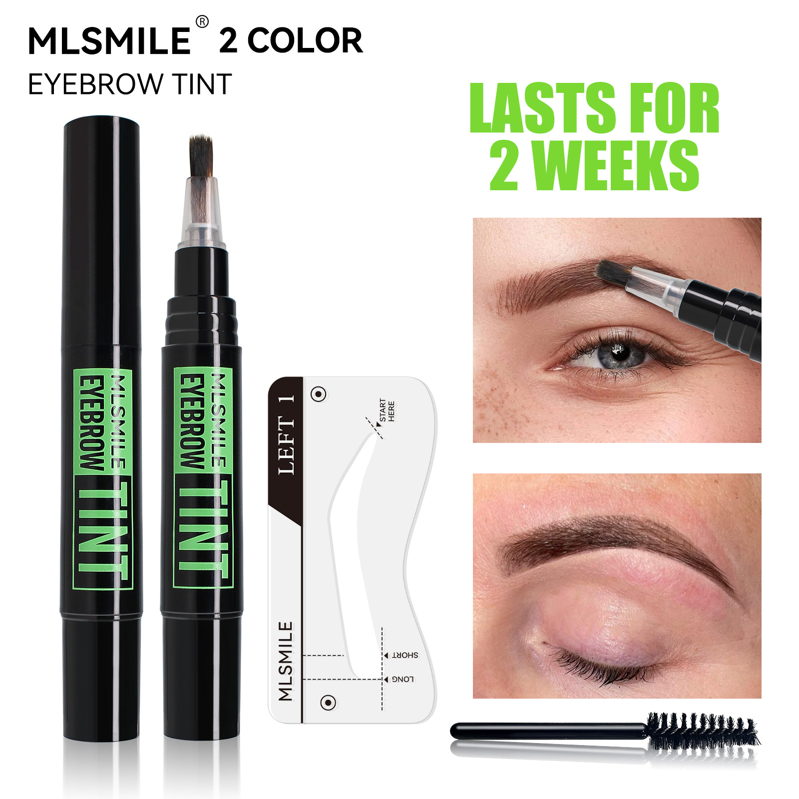 跨境旋转带眉卡眉刷染眉液 MLSMILE染眉膏持久防水防汗液体眉膏